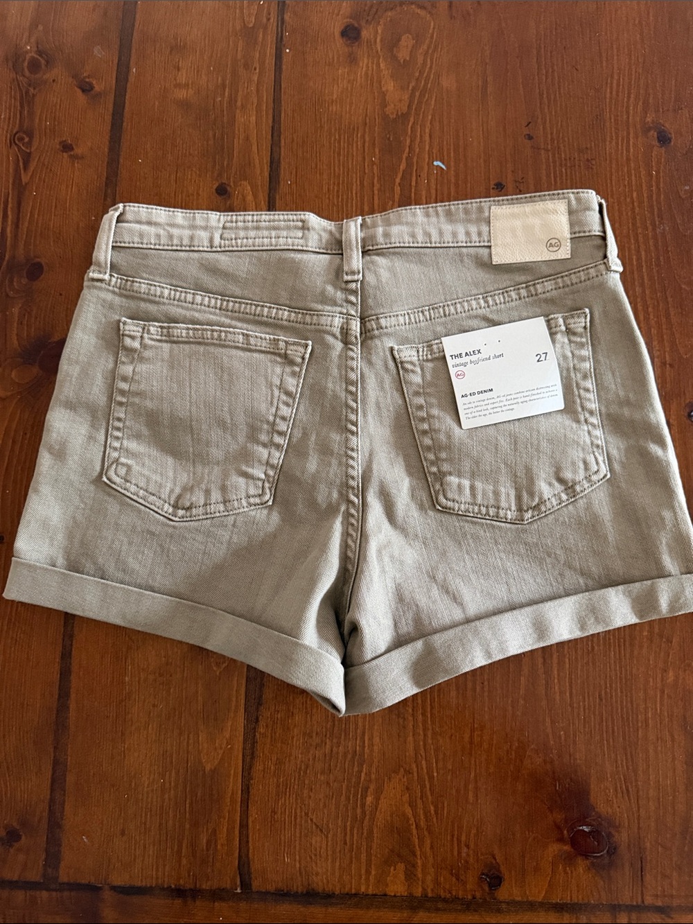 AG Adriano Goldschmied High-Rise Cuffed Jean Shorts in Khaki Brown - Picture 2 of 12